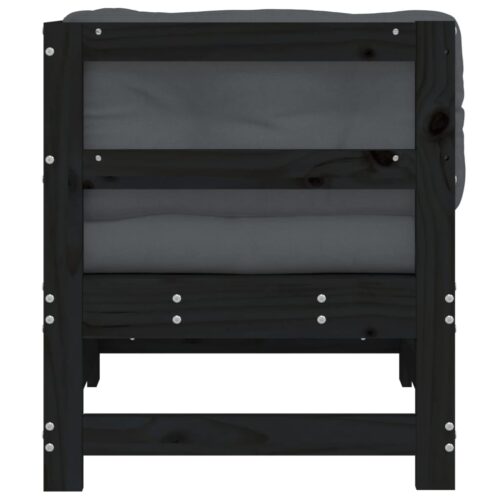 Corner Sofa with Cushions Black Solid Wood Pine - Image 4