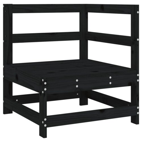 Corner Sofa with Cushions Black Solid Wood Pine - Image 6
