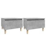 2pcs Wooden Side Coffee Tables Set Sofa Lounge Bedside Storage Nightstand Concrete Grey 50x46x35cm