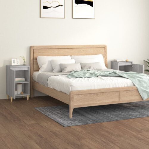 Bedside Cabinets 2pcs Grey Sonoma 40x35x70cm Engineered Wood - Image 3