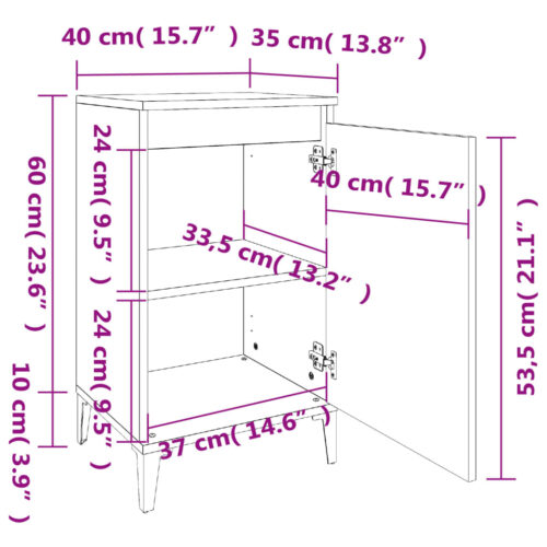 Bedside Cabinets 2pcs Concrete Grey 40x35x70cm Engineered Wood - Image 11