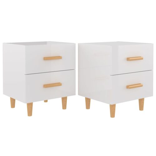 Bed Cabinets 2pcs High Gloss White 40x35x47.5cm