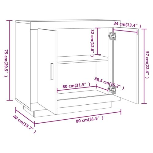 Sideboard White 80x40x75cm Engineered Wood - Image 9