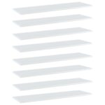 Bookshelf Boards 8pcs High Gloss White 100x30x1.5cm Engineered Wood