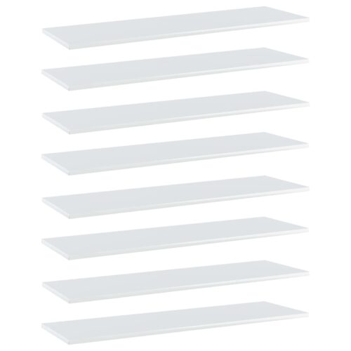 Bookshelf Boards 8pcs High Gloss White 100x30x1.5cm Engineered Wood
