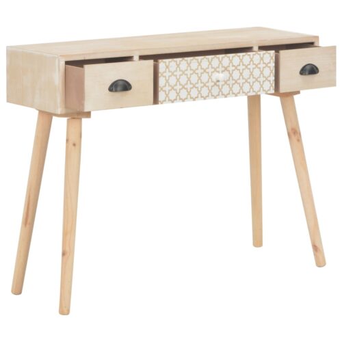 Console Table with 3 Drawers 100x30x73cm Solid Pinewood - Image 2