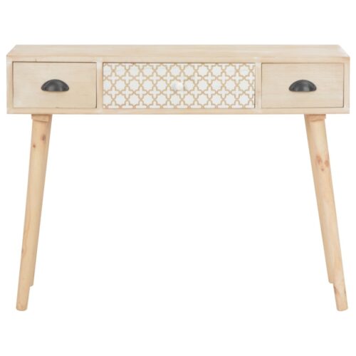 Console Table with 3 Drawers 100x30x73cm Solid Pinewood - Image 3