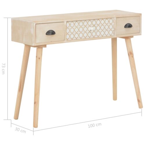 Console Table with 3 Drawers 100x30x73cm Solid Pinewood - Image 8