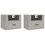 Wall-mounted Bedside Cabinets 2pcs Concrete Grey 50x36x40cm