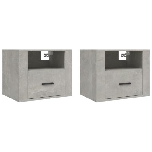 Wall-mounted Bedside Cabinets 2pcs Concrete Grey 50x36x40cm