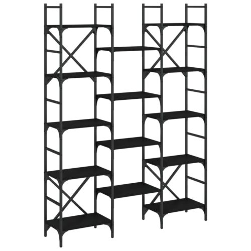 Bookshelf Black 127.5x28.5x172.5cm Engineered Wood - Image 2