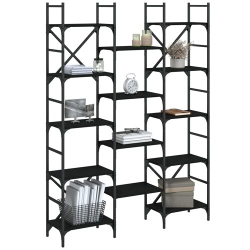 Bookshelf Black 127.5x28.5x172.5cm Engineered Wood - Image 4