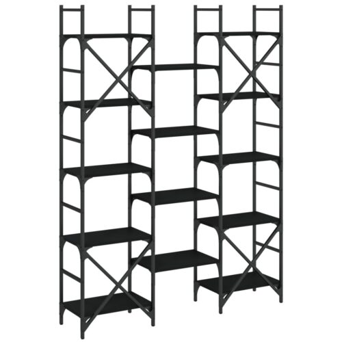 Bookshelf Black 127.5x28.5x172.5cm Engineered Wood - Image 7