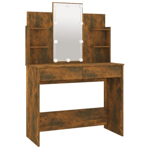 Dressing Table with LED Smoked Oak 96x40x142cm - Image 3