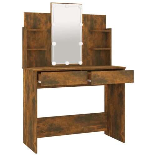 Dressing Table with LED Smoked Oak 96x40x142cm - Image 4