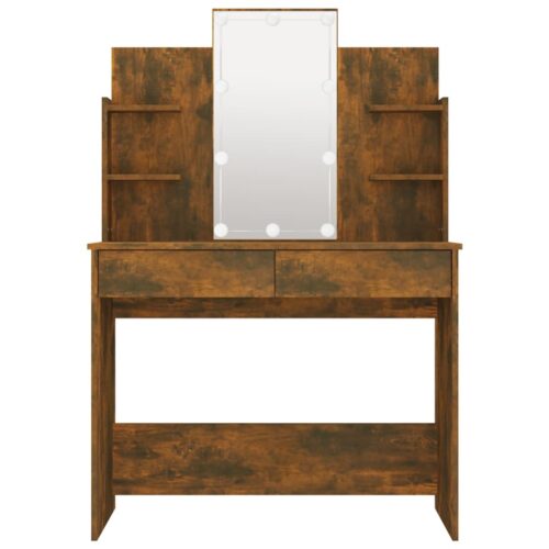 Dressing Table with LED Smoked Oak 96x40x142cm - Image 5