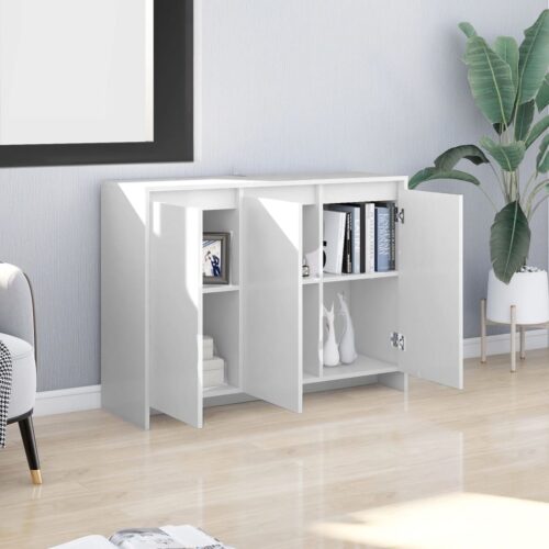 Sideboard White 102x33x75cm Engineered Wood - Image 3