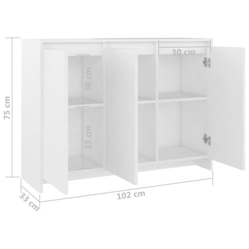 Sideboard White 102x33x75cm Engineered Wood - Image 8