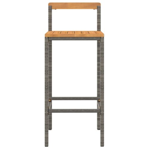 Bar Stools 4pcs Grey Poly Rattan Solid Wood Acacia - Image 4