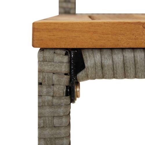 Bar Stools 4pcs Grey Poly Rattan Solid Wood Acacia - Image 7