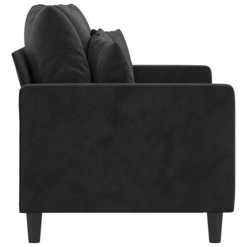 2-Seater Sofa Living Room Lounge Couch Futon Chair Velvet Fabric Black 120cm - Image 4
