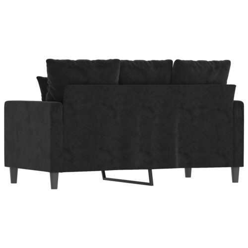 2-Seater Sofa Living Room Lounge Couch Futon Chair Velvet Fabric Black 120cm - Image 5