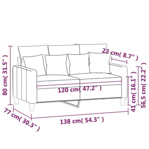 2-Seater Sofa Living Room Lounge Couch Futon Chair Velvet Fabric Black 120cm - Image 8