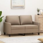 2-Seater Sofa Lounge Couch Futon Chair Modern Faux Leather Cappuccino 120cm