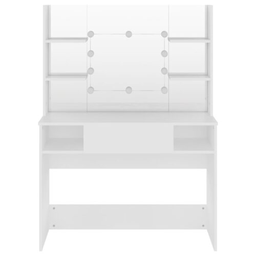 LED Lights Dressing Table Makeup Mirror USB Bulbs Shelf Vanity Cabinet White 100x40x135cm - Image 3