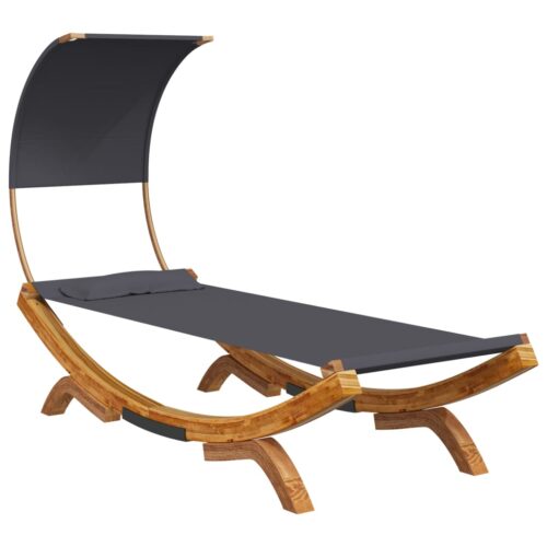 Outdoor Lounge Bed with Canopy 100x200x126cm Solid Bent Wood Anthracite