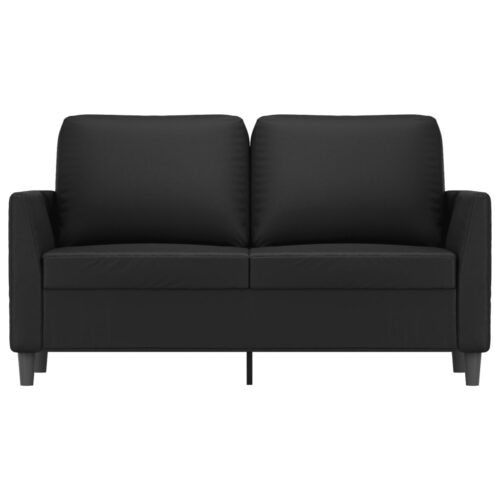 2-Seater Sofa Lounge Couch Futon Chair Modern Fabric Faux Leather Black 120cm - Image 3