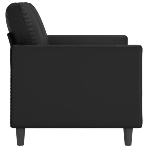 2-Seater Sofa Lounge Couch Futon Chair Modern Fabric Faux Leather Black 120cm - Image 4