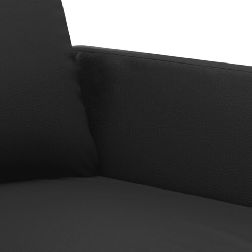2-Seater Sofa Lounge Couch Futon Chair Modern Fabric Faux Leather Black 120cm - Image 6