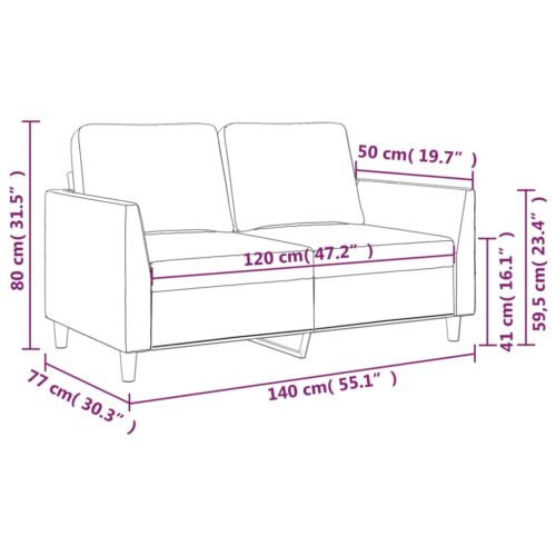 2-Seater Sofa Lounge Couch Futon Chair Modern Fabric Faux Leather Black 120cm - Image 8