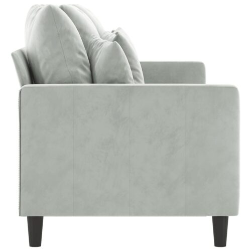 3-Seater Sofa Lounge Couch Armchair Futon Chair Velvet Fabric Light Grey 180cm - Image 4