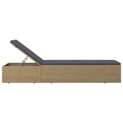 Sun Lounger Poly Rattan Brown Dark Grey - Image 3