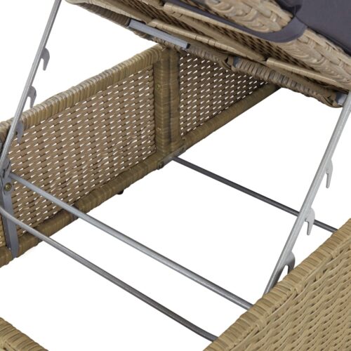 Sun Lounger Poly Rattan Brown Dark Grey - Image 9