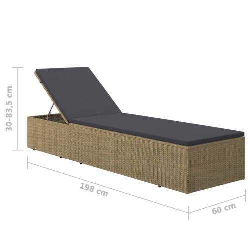 Sun Lounger Poly Rattan Brown Dark Grey - Image 10