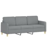 3-Seater Sofa Grey Fabric 180cm