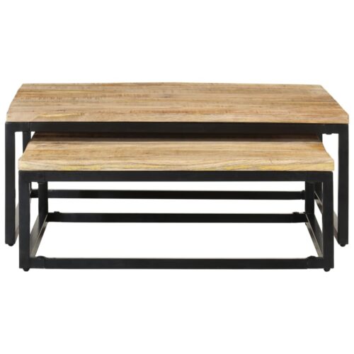 Nesting Coffee Tables 2pcs Solid Mango Wood - Image 3