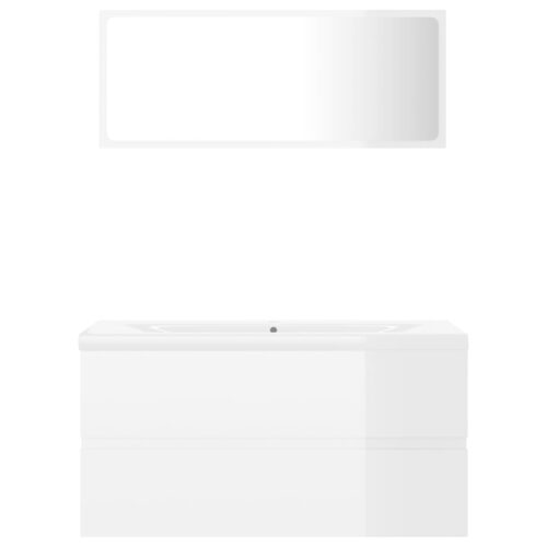 Bathroom Furniture Set High Gloss White Engineered Wood - Image 4