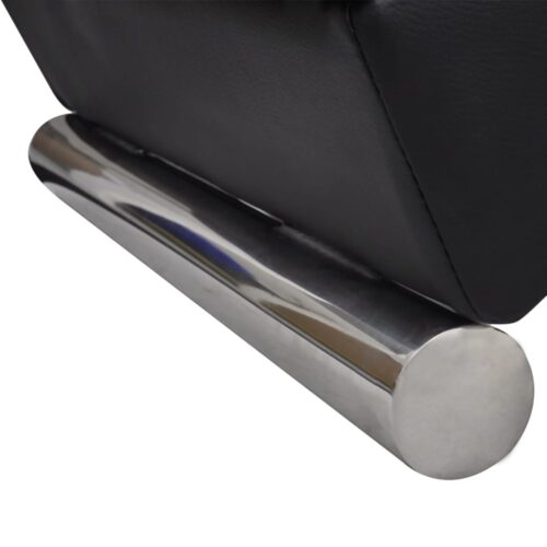 Chaise Longue Black Faux Leather - Image 2