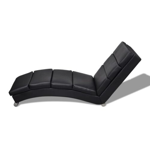 Chaise Longue Black Faux Leather - Image 4