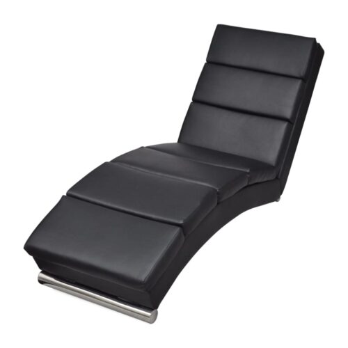 Chaise Longue Black Faux Leather - Image 6