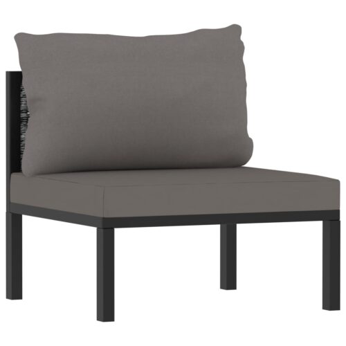 3-Seater Sofa with Cushions Anthracite Poly Rattan Wicker Outdoor Patio Furniture - Image 5