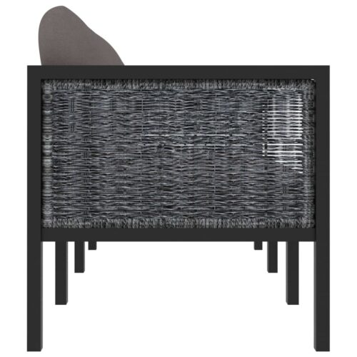 3-Seater Sofa with Cushions Anthracite Poly Rattan Wicker Outdoor Patio Furniture - Image 7