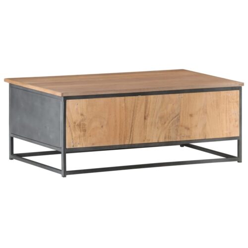 Coffee Table Grey 90x50x35cm Solid Acacia Wood - Image 4