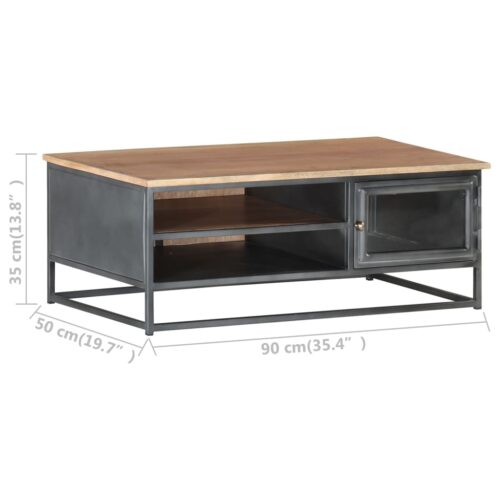 Coffee Table Grey 90x50x35cm Solid Acacia Wood - Image 7