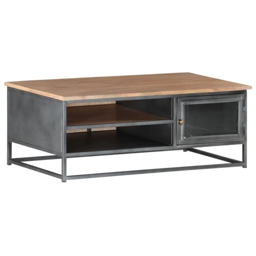 Coffee Table Grey 90x50x35cm Solid Acacia Wood - Image 10