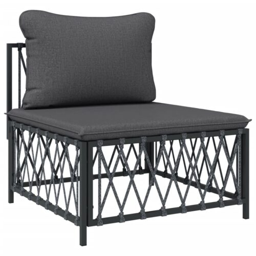 4-Piece Garden Lounge Set with Cushions Anthracite Steel - Image 5